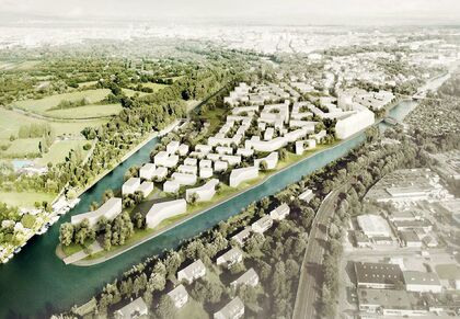 Modellfoto des geplanten Wohngebietes Wasserstadt Limmer. Foto: HAZ.